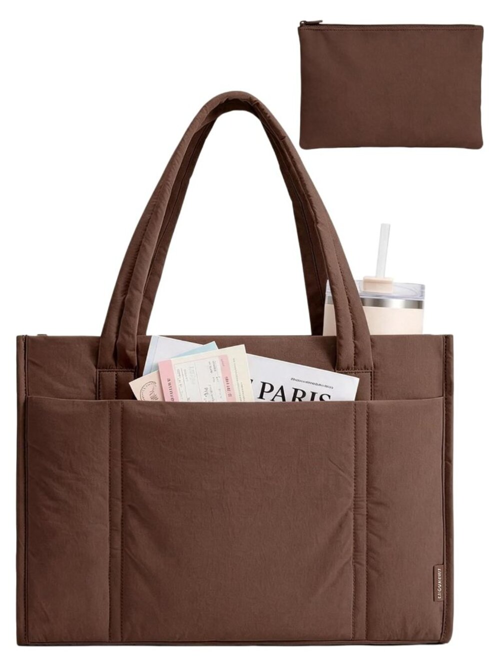 Lightweight Puffer Tote Bag 21L Laptop Work Travel Shoulder Handbag